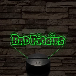 Angry Birds - BadPiggies logo felirat 7 színű 3D led lámpa