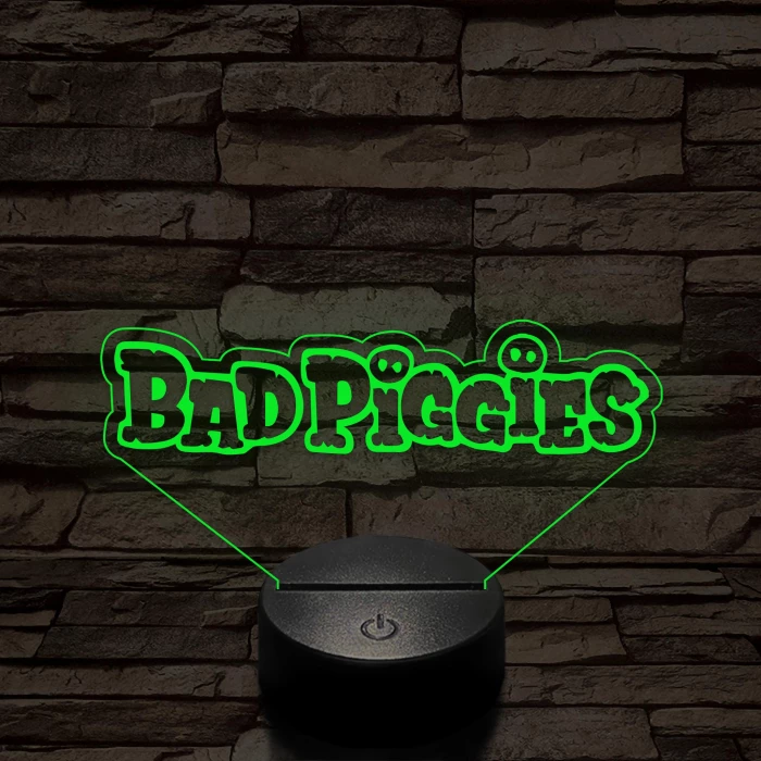 Angry Birds - BadPiggies logo felirat 7 színű 3D led lámpa