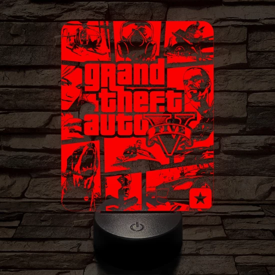 GTA V 7 színű 3D led lámpa
