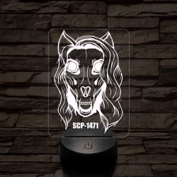 SCP-1471 Skull dog 7 színű 3D led lámpa