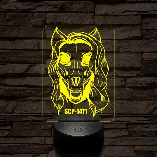 SCP-1471 Skull dog 7 színű 3D led lámpa