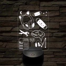 Streamer cuki montázs 7 színű 3D led lámpa