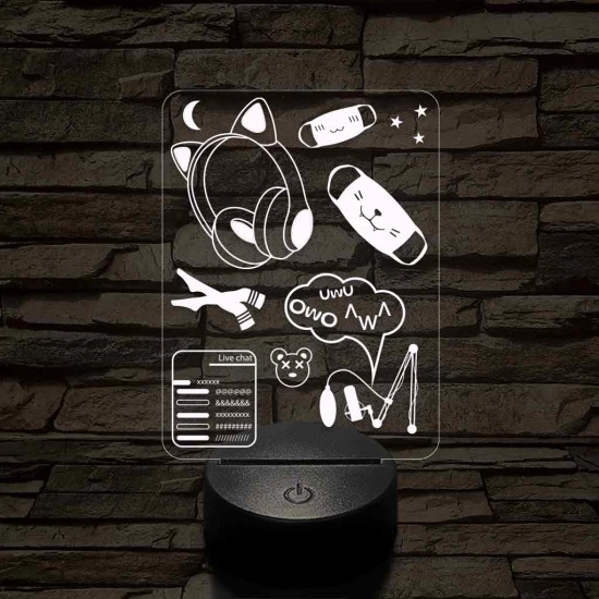 Streamer cuki montázs 7 színű 3D led lámpa