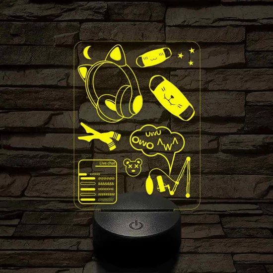 Streamer cuki montázs 7 színű 3D led lámpa
