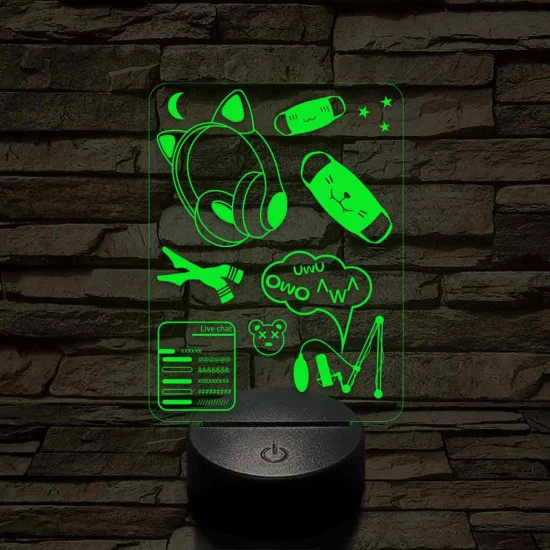 Streamer cuki montázs 7 színű 3D led lámpa