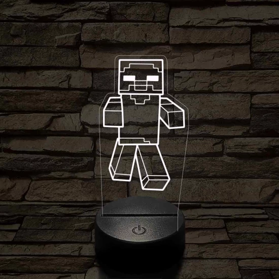 Minecraft zombi 7 színű 3D led lámpa