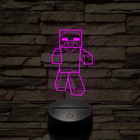 Minecraft zombi 7 színű 3D led lámpa