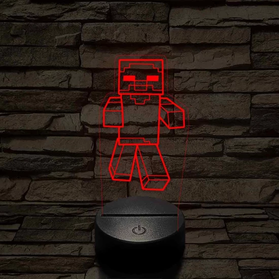 Minecraft zombi 7 színű 3D led lámpa