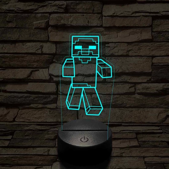 Minecraft zombi 7 színű 3D led lámpa