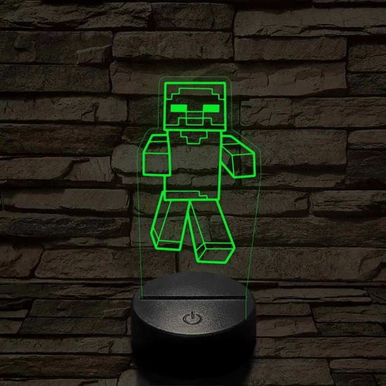 Minecraft zombi 7 színű 3D led lámpa