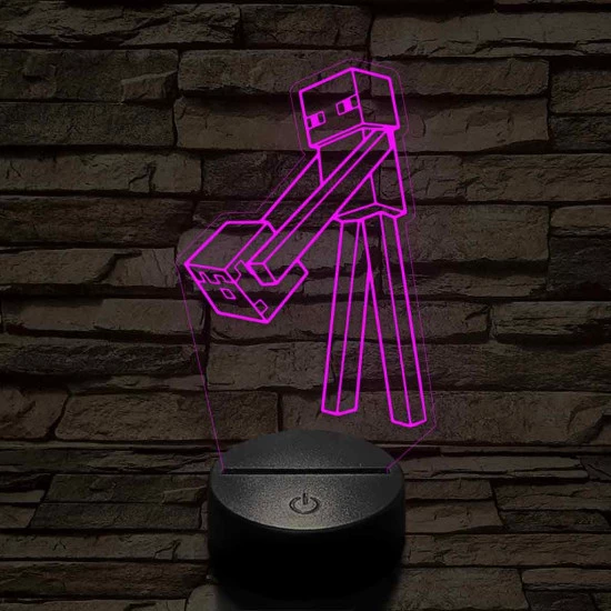 Minecraft Enderman 7 színű 3D led lámpa