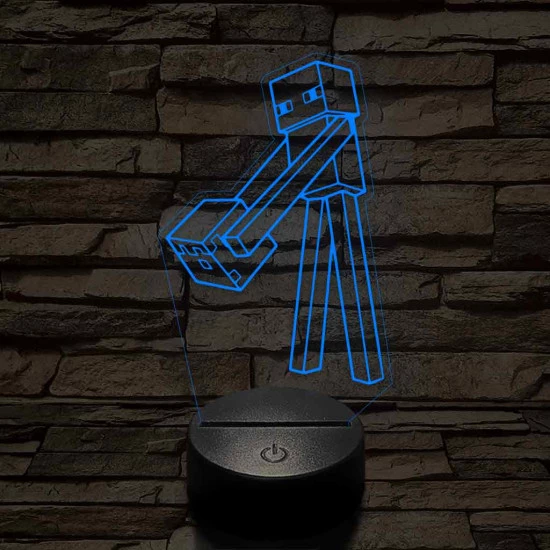 Minecraft Enderman 7 színű 3D led lámpa