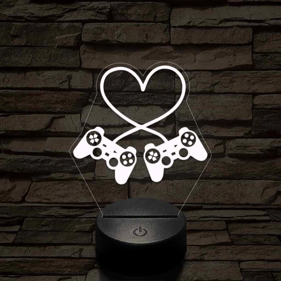 Gaming love 7 színű 3D led lámpa