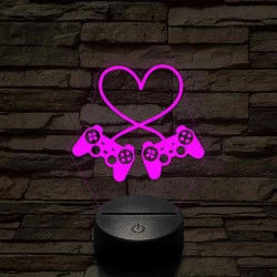 Gaming love 7 színű 3D led lámpa
