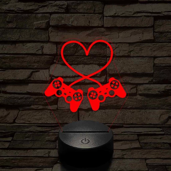 Gaming love 7 színű 3D led lámpa
