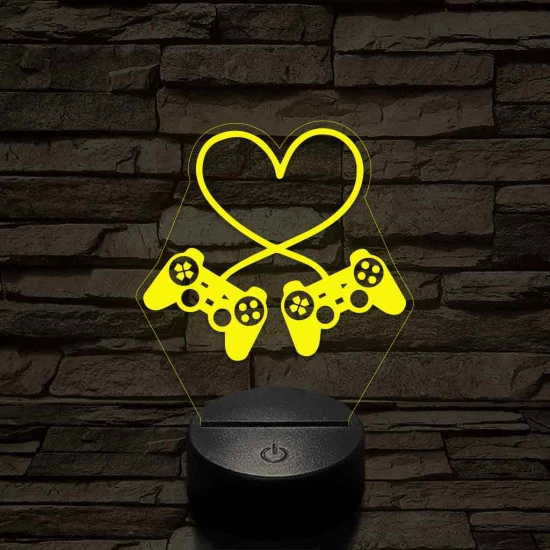 Gaming love 7 színű 3D led lámpa