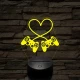 Gaming love 7 színű 3D led lámpa