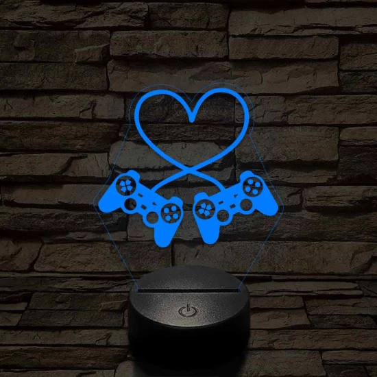 Gaming love 7 színű 3D led lámpa