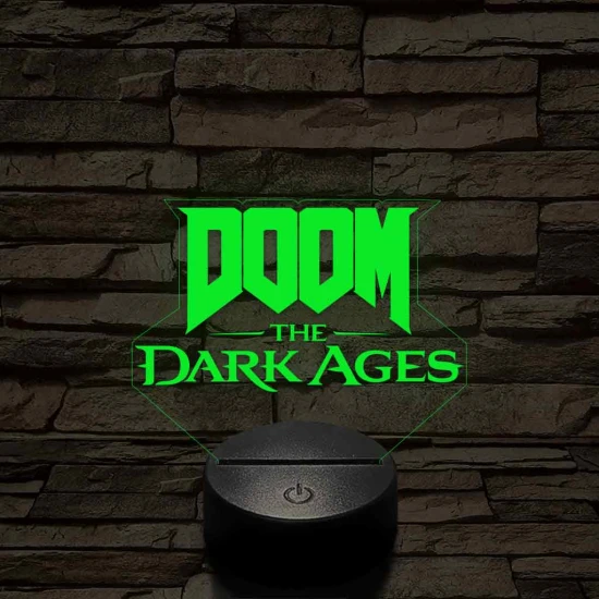 DOOM the Dark Ages logo 7 színű 3D led lámpa - 3dlampa.hu webáruház