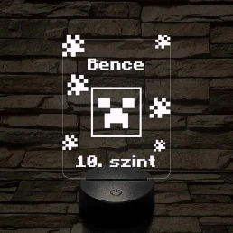 Minecraft Creeper - egyedi névbeírós 3D illúzió led lámpa