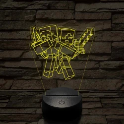 Minecraft Alex és Steve 7 színű 3D led lámpa