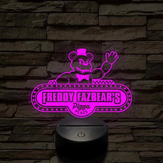 FNAF pizzéria logo 7 színű 3D led lámpa