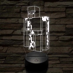 Minecraft Vasgólem 7 színű 3D led lámpa
