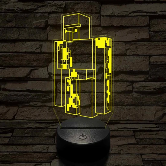 Minecraft Vasgólem 7 színű 3D led lámpa