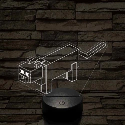 Minecraft cica 7 színű 3D led lámpa