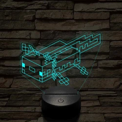Minecraft Axolotl – 7 színű, színváltós 3D LED lámpa