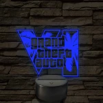 GTA 6 logó – 7 színű, színváltós LED lámpa