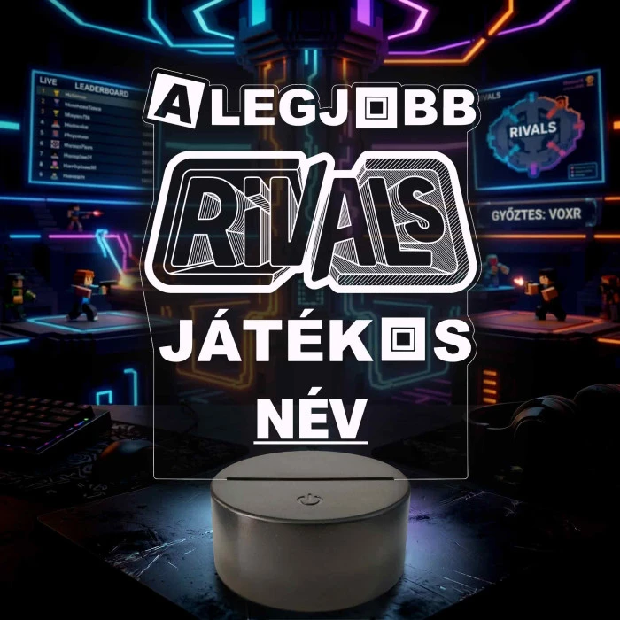 A Legjobb Roblox Rivals Játékos – Személyre szabható 7 színű, színváltós 3D LED lámpa