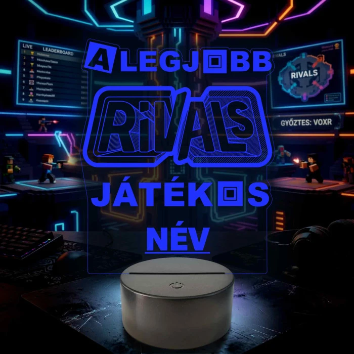 A Legjobb Roblox Rivals Játékos – Személyre szabható 7 színű, színváltós 3D LED lámpa