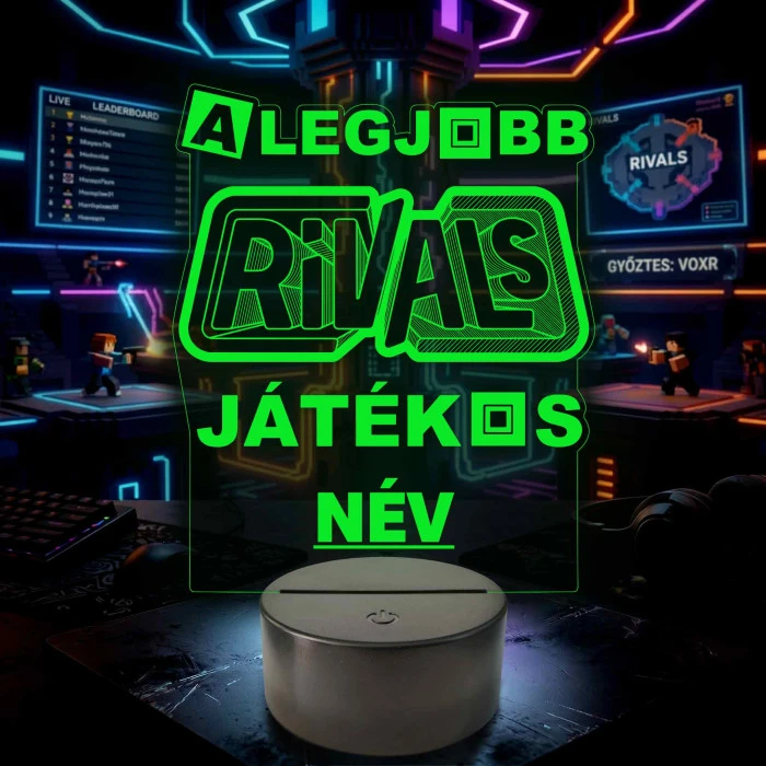 A Legjobb Roblox Rivals Játékos – Személyre szabható 7 színű, színváltós 3D LED lámpa
