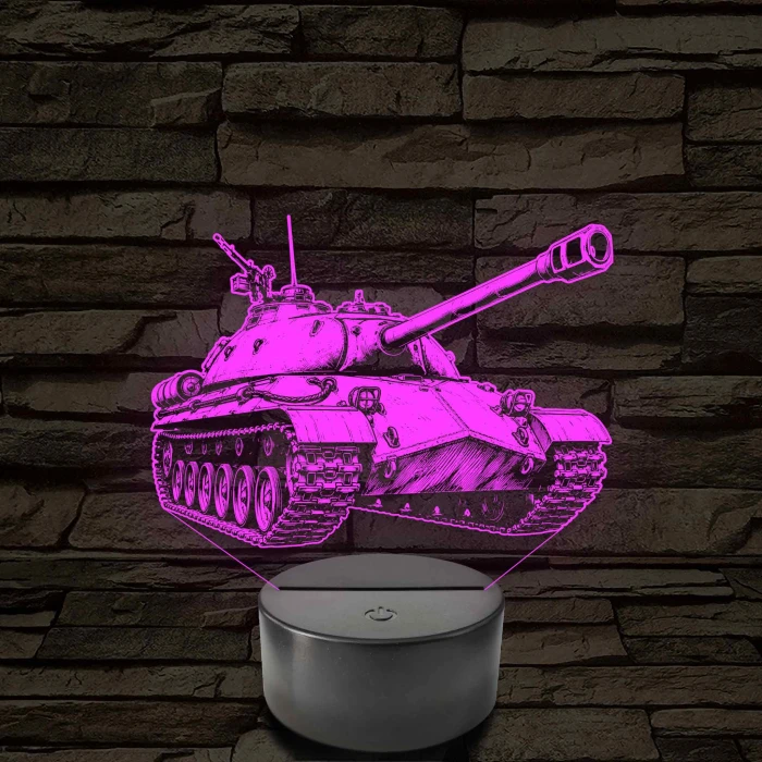 IS-3 Iosif Stalin szovjet nehéz harckocsi - 7 színű, színváltós LED lámpa