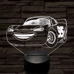 Villám McQueen 7 színű 3D led lámpa