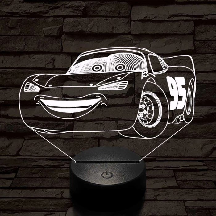 Villám McQueen 7 színű 3D led lámpa