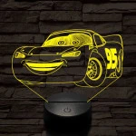 Villám McQueen 7 színű 3D led lámpa
