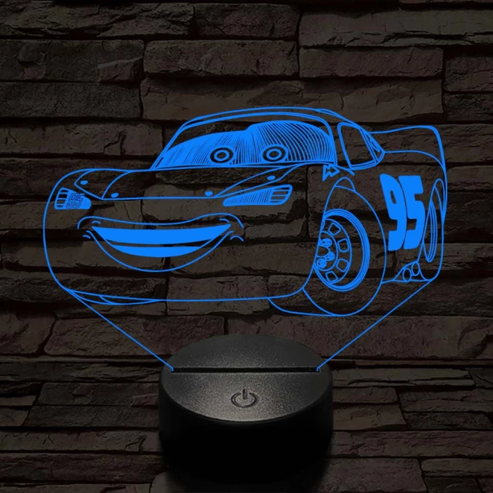 Villám McQueen 7 színű 3D led lámpa