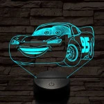 Villám McQueen 7 színű 3D led lámpa