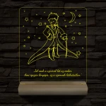 A kis herceg személyre szabott 20 cm fa talppal 7 színű 3D led lámpa