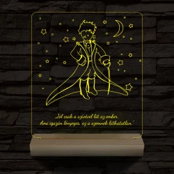 A kis herceg személyre szabott 20 cm fa talppal 7 színű 3D led lámpa