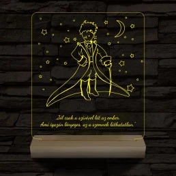 A kis herceg személyre szabott 20 cm fa talppal 7 színű 3D led lámpa