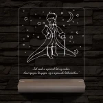 A kis herceg személyre szabott 20 cm fa talppal 7 színű 3D led lámpa
