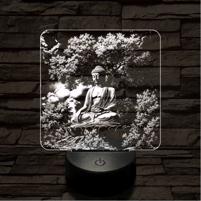 Buddha nyugalom 7 színű, színváltós, valósághű 3D led lámpa