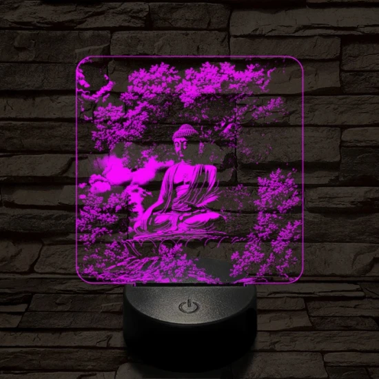 Buddha nyugalom 7 színű, színváltós, valósághű 3D led lámpa