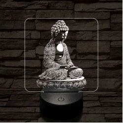 Buddha meditál 7 színű, színváltós valósághű  3D led lámpa