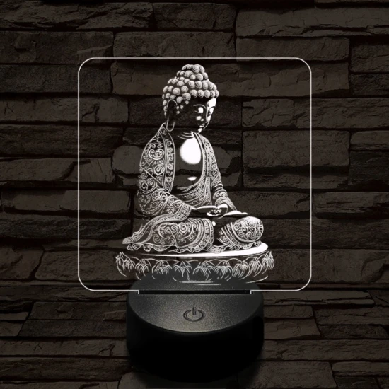 Buddha meditál 7 színű, színváltós valósághű  3D led lámpa