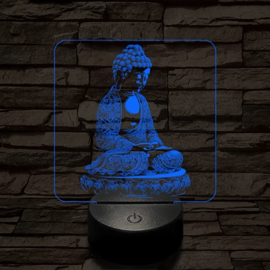 Buddha meditál 7 színű, színváltós valósághű  3D led lámpa