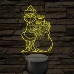 Grincs ajándékos zsákkal – 7 színű, színváltós 3D LED lámpa